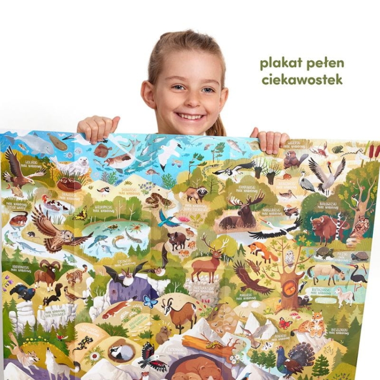 Układanka Dzikie puzzle Parki narodowe ilustracja zwierzęta i rośliny polskich parków