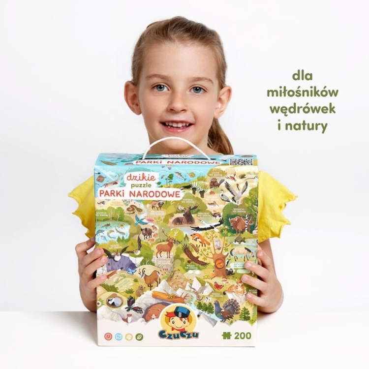 Dziecko układa CzuCzu Dzikie puzzle Parki narodowe 6+