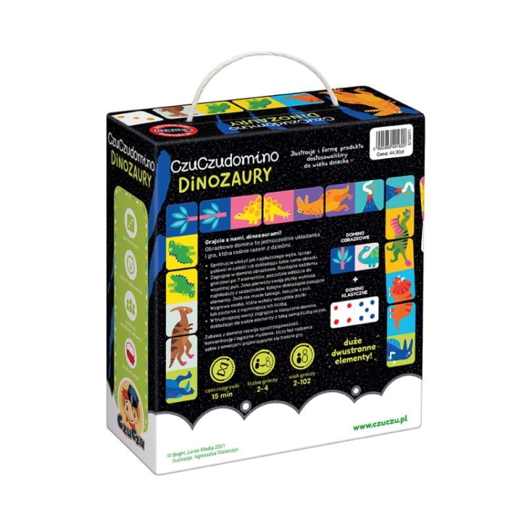 gra domino dla przedszkolaków z motywem dinozaurów