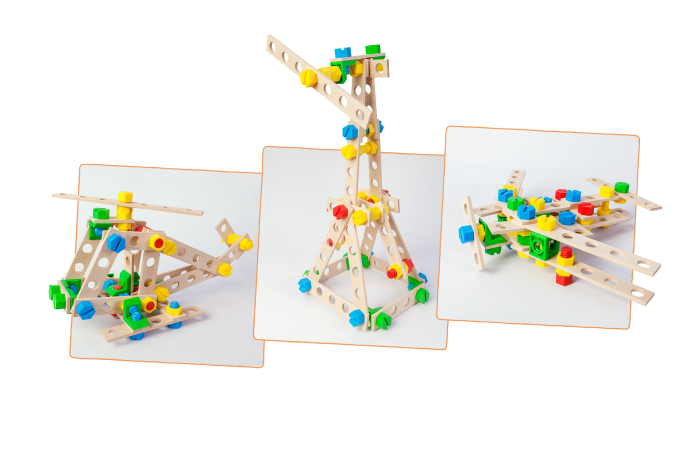 Mały Konstruktor Junior 3w1 Helikopter – elementy zestawu