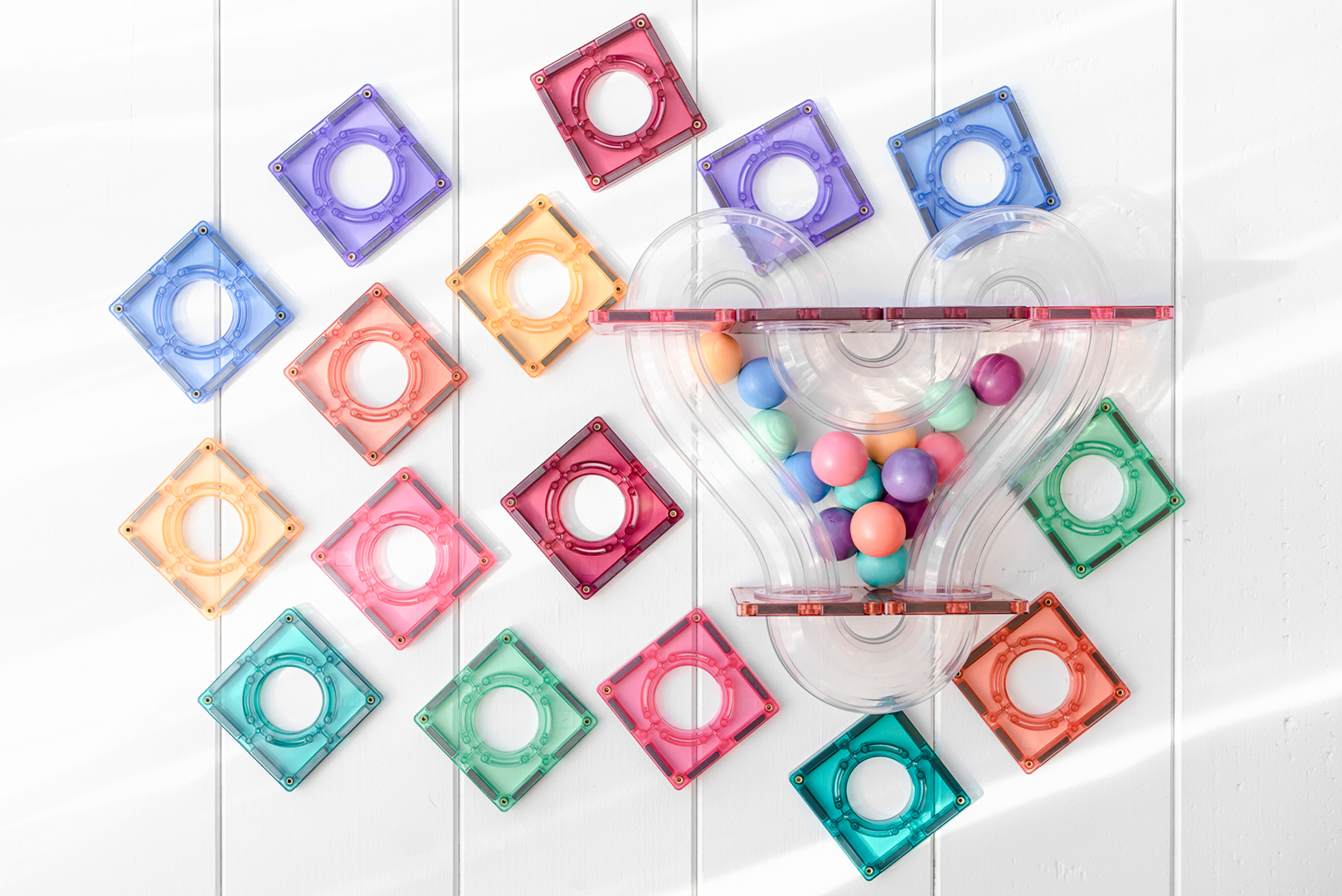 Klocki magnetyczne do budowy kulodromu CONNETIX Pastel Ball Run Pack 106 el