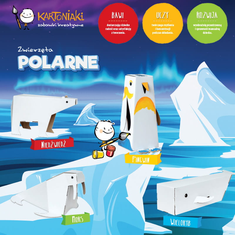 zwierzęta polarne kartoniaki zestaw do składania